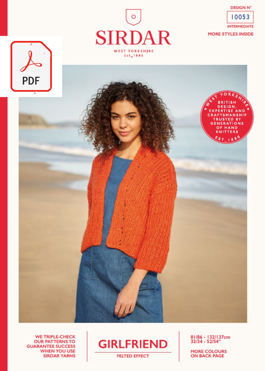 Sirdar 10053 Ladies Diagonal Rib Kimono in Sirdar Girlfriend (PDF) Knit in a Box