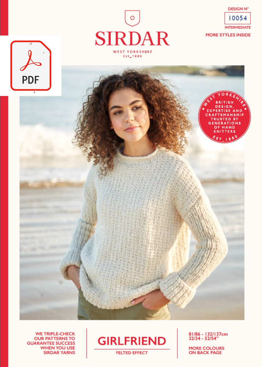 Sirdar 10054 Ladies Textured Sweater in Sirdar Girlfriend (PDF) Knit in a Box 