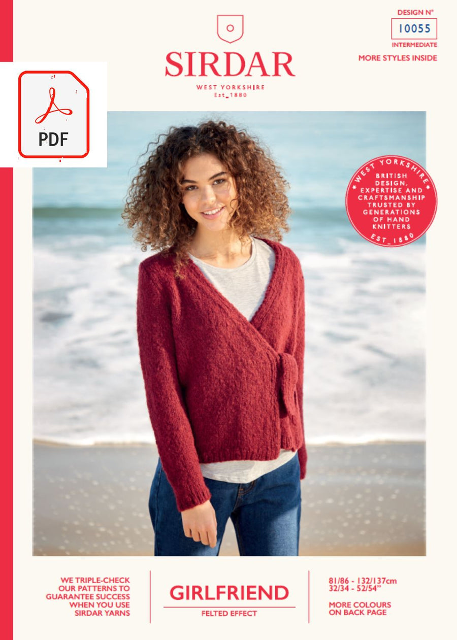 Sirdar 10055 Ladies Wrap Cardigan in Sirdar Girlfriend (PDF) Knit in a Box 