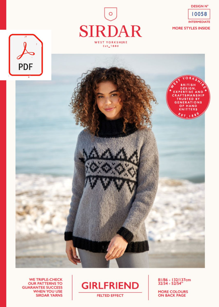 Sirdar 10058 Ladies Fairisle Sweater in Sirdar Girlfriend (PDF) Knit in a Box 