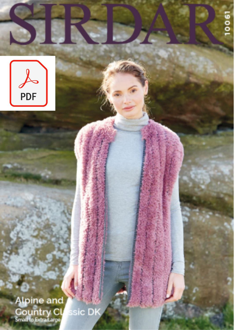 Sirdar 10061 Ladies Gilet in Sirdar Apline & Country Classic (PDF) Knit in a Box 