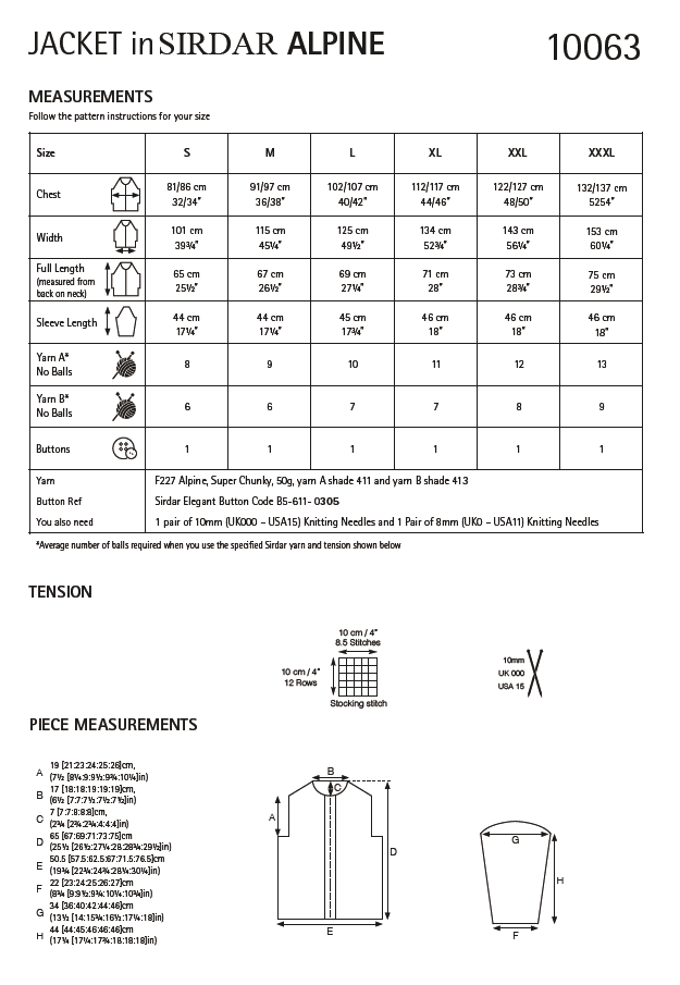 Sirdar 10063 Ladies Jacket in Sirdar Apline (PDF) Knit in a Box