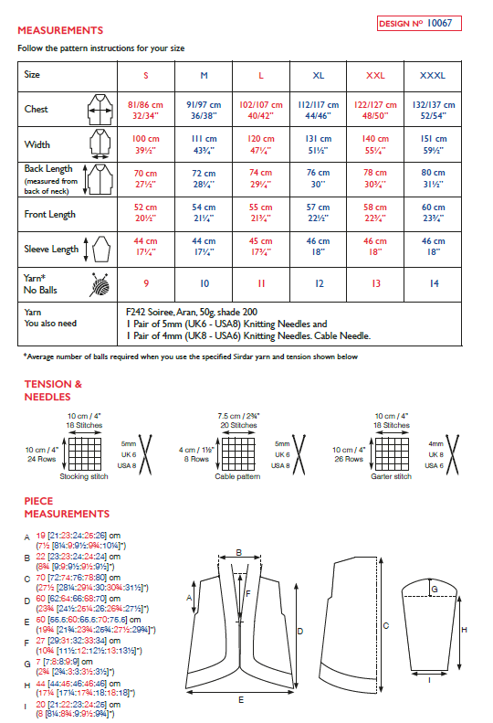 Sirdar 10067 Ladies Cable Edge Jacket in Sirdar Soiree Aran (PDF) Knit in a Box