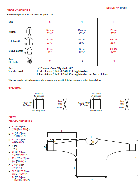 Sirdar 10068 Ladies Batwing Boxy Jumper in Sirdar Soiree Aran (PDF) Knit in a Box