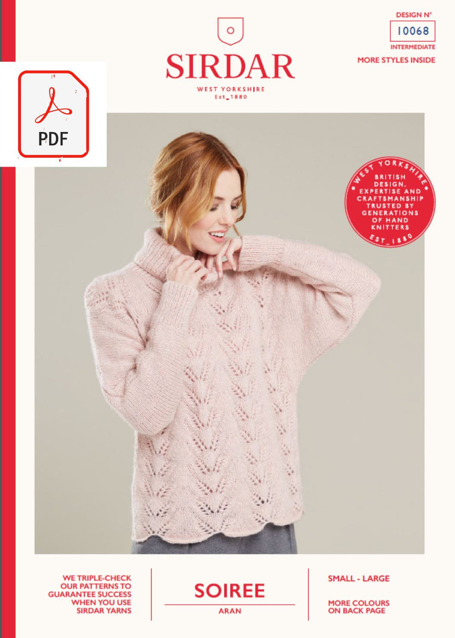 Sirdar 10068 Ladies Batwing Boxy Jumper in Sirdar Soiree Aran (PDF) Knit in a Box 