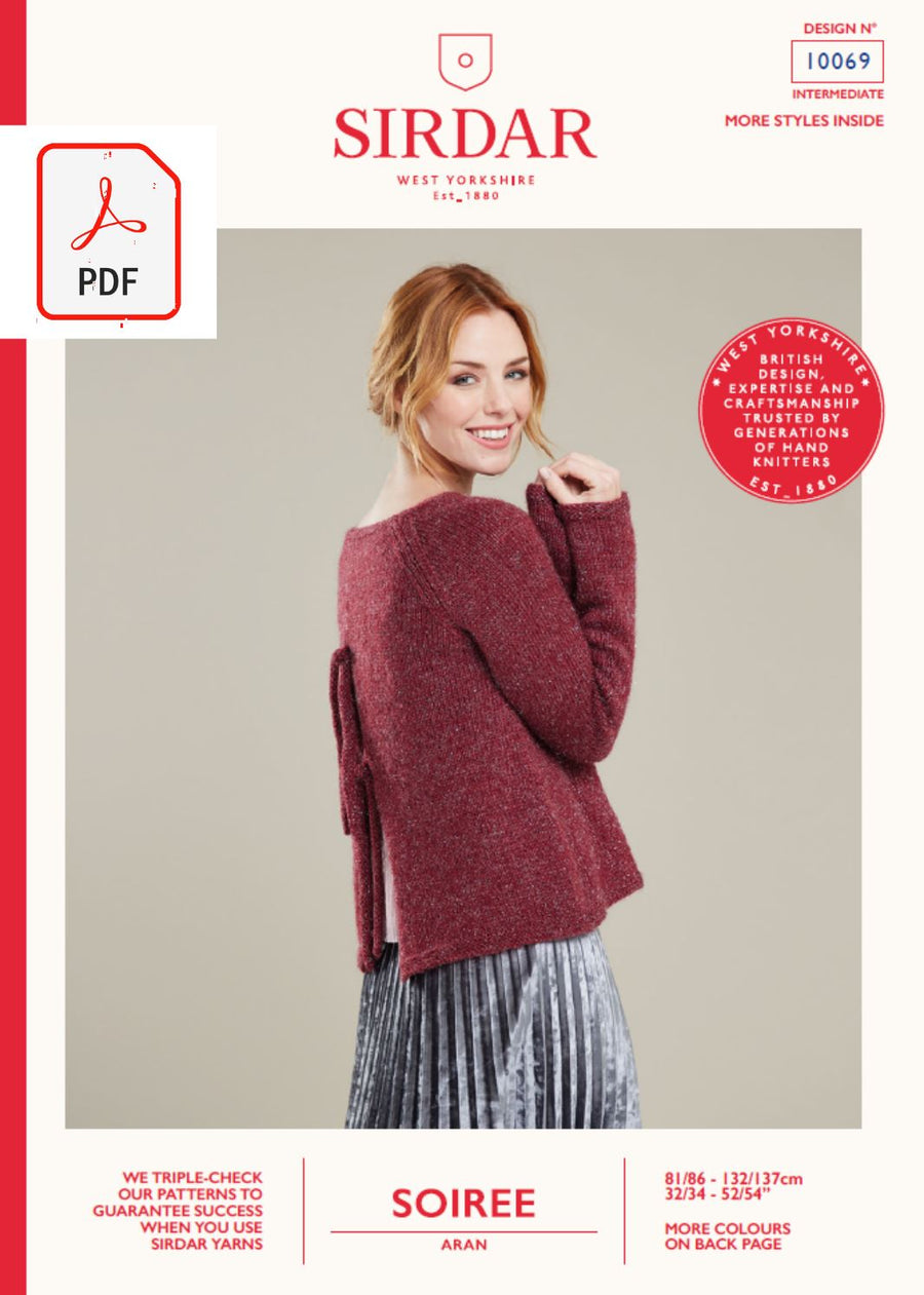 Sirdar 10069 Ladies Jumper in Sirdar Soiree Aran (PDF) Knit in a Box 