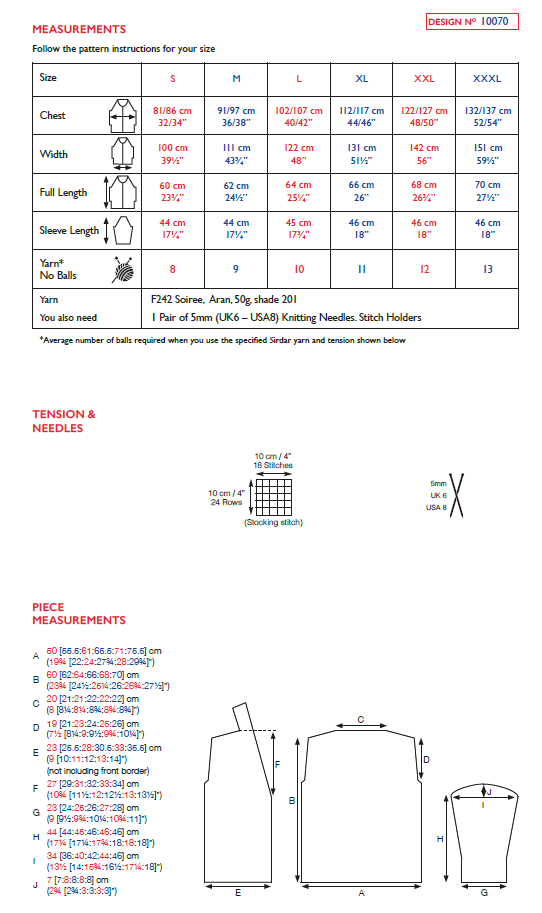 Sirdar 10070 Ladies V Neck Jacket in Sirdar Soiree Aran (PDF) Knit in a Box