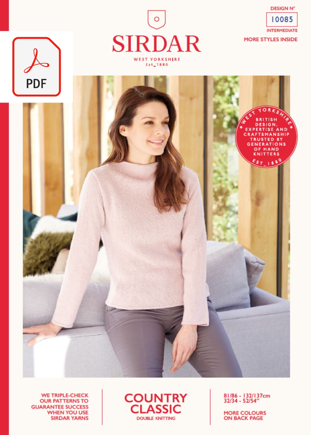 Sirdar 10085 Lady Sweater in Sirdar Country Classic DK (PDF) Knit in a Box