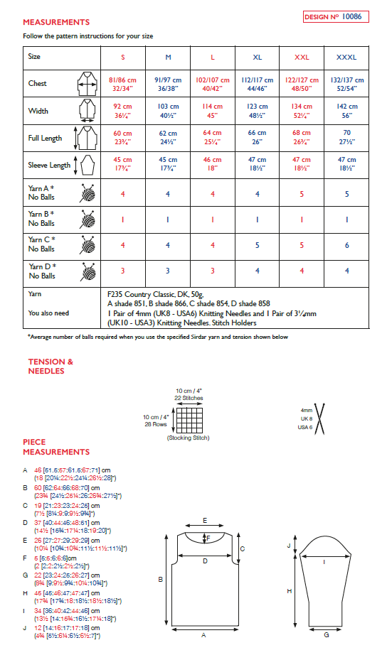 Sirdar 10086 Lady Three Colour Sweater in Sirdar Country Classic DK (PDF) Knit in a Box