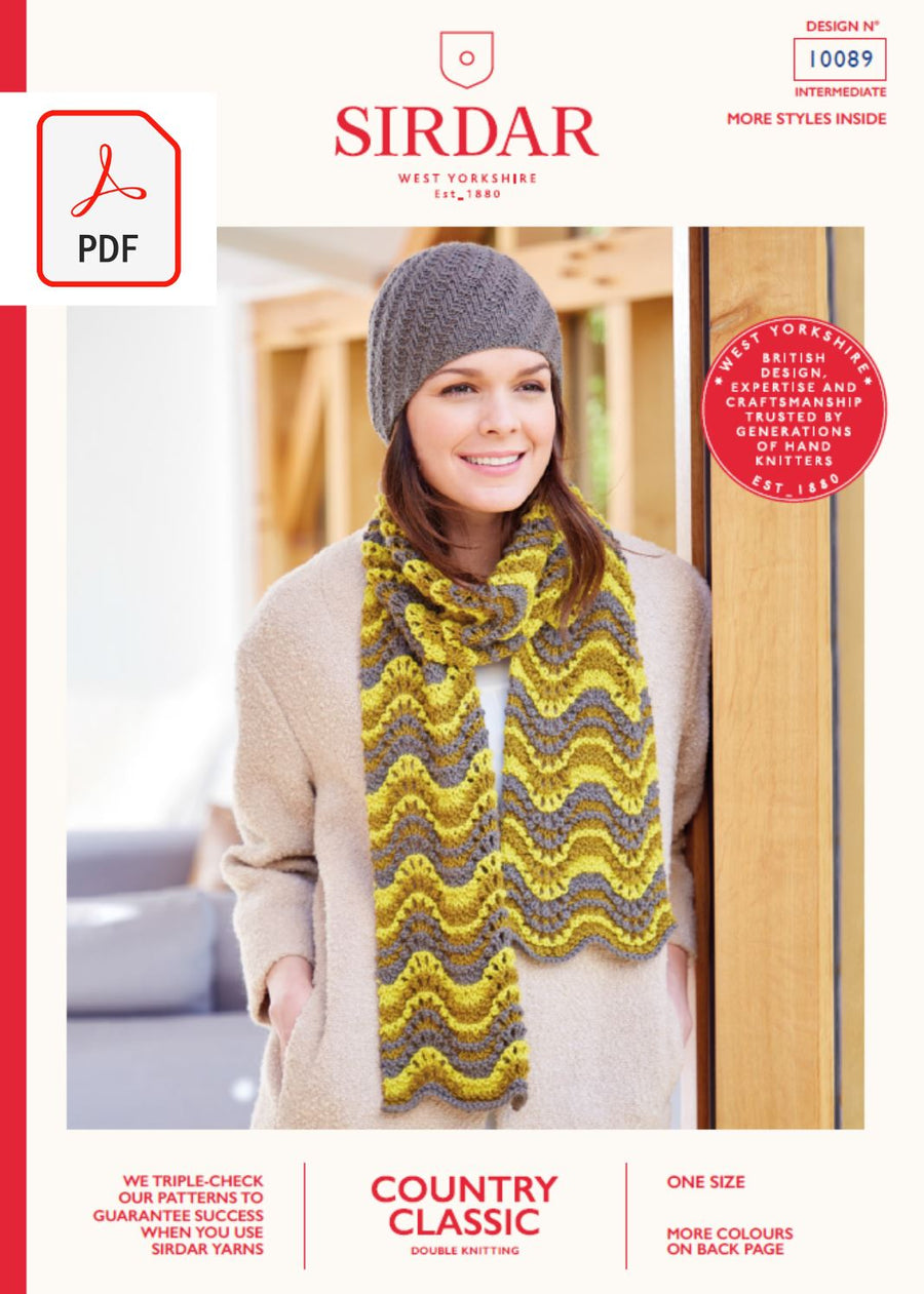 Sirdar 10089 Scarf & Hat in Sirdar Country Classic DK (PDF) Knit in a Box 