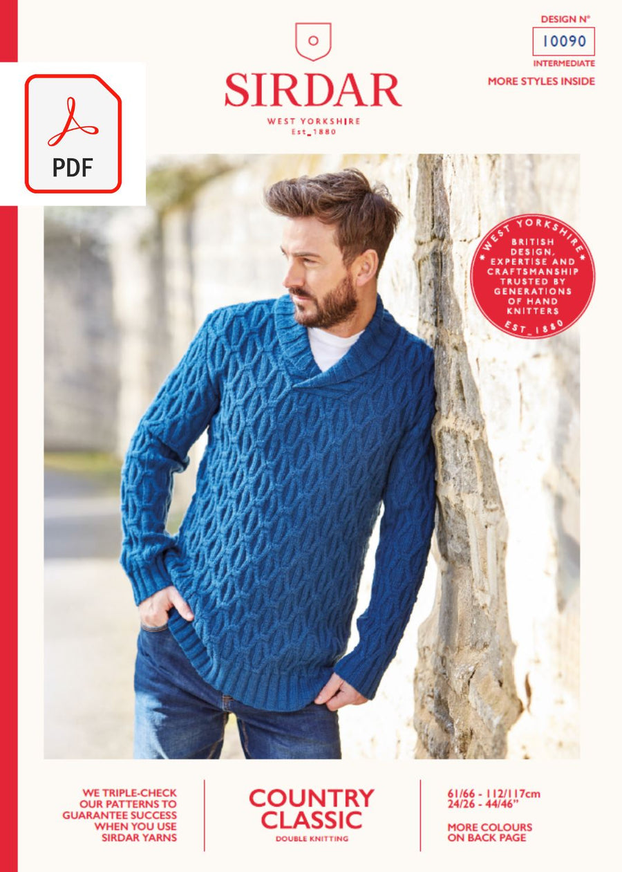 Sirdar 10090 Man Shawl Collar Sweater in Sirdar Country Classic DK (PDF) Knit in a Box 