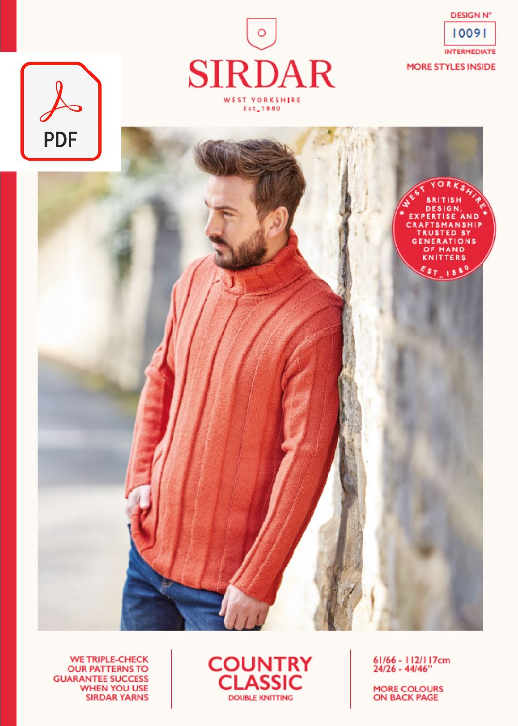 Sirdar 10091 Man Sweater in Sirdar Country Classic DK (PDF) Knit in a Box