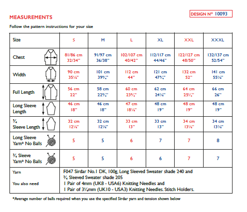 Sirdar 10093 Ladie Sweater in Sirdar No1 DK Knitting (PDF) Knit in a Box