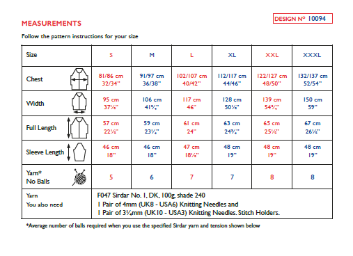 Sirdar 10094 Ladie Cardigan in Sirdar No1 DK Knitting (PDF) Knit in a Box