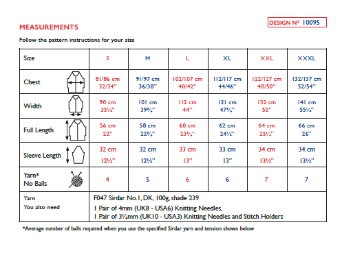 Sirdar 10095 Ladie Sweater in Sirdar No1 DK Knitting (PDF) Knit in a Box