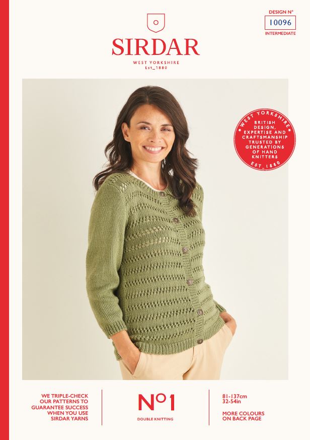Sirdar 10096 Ladie Cardigans in Sirdar No1 DK Knitting (PDF) Knit in a Box 