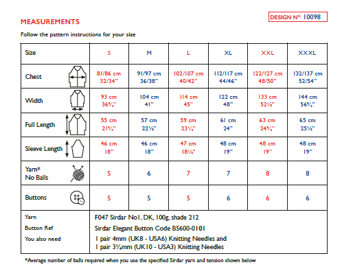 Sirdar 10098 Ladie Cardigan in Sirdar No1 DK Knitting (PDF) Knit in a Box