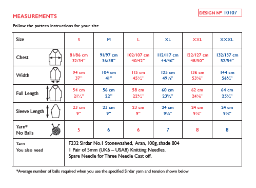 Sirdar 10107 Ladie Cardigan in No1 Stonewashed Aran Knitting (PDF) Knit in a Box