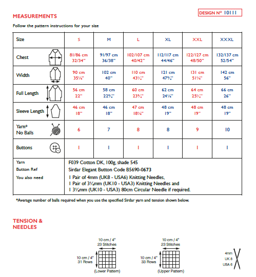 Sirdar 10111 Ladies Cardigan in Cotton DK (PDF) Knit in a Box
