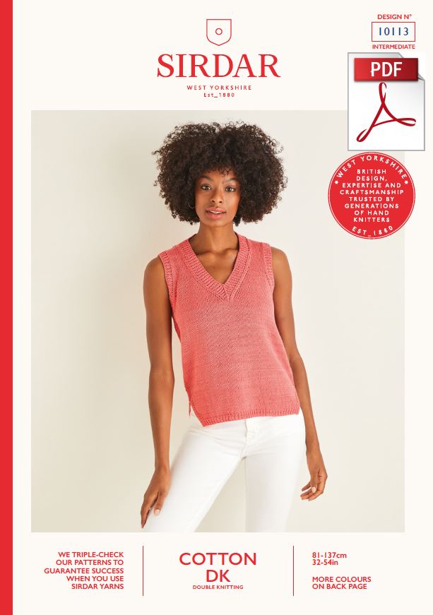 Sirdar 10113 Ladie Top in Cotton DK (PDF) Knit in a Box 