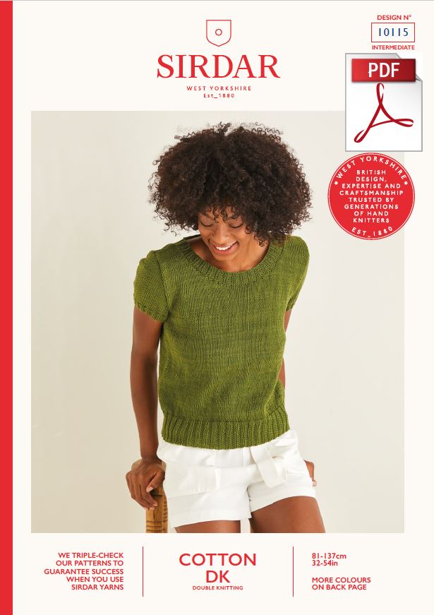 Sirdar 10115 Ladie Top in Cotton DK (PDF) Knit in a Box