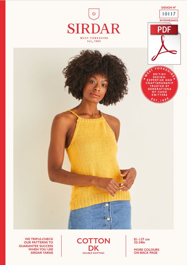 Sirdar 10117 Ladie Top in Cotton DK (PDF) Knit in a Box