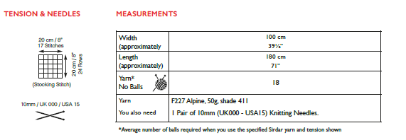 Sirdar 10118 Blanket in Sirdar Alpine Knitting (PDF) Knit in a Box