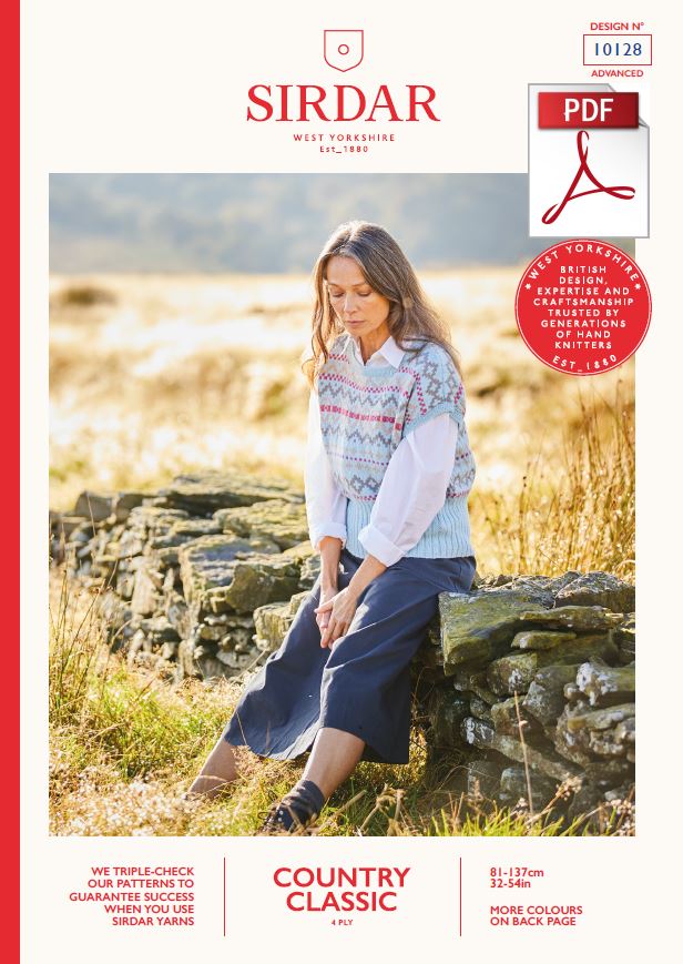 Sirdar 10128 Ladies Fair Isle Top in Country Classic 4 Ply Knitting (PDF) Knit in a Box 