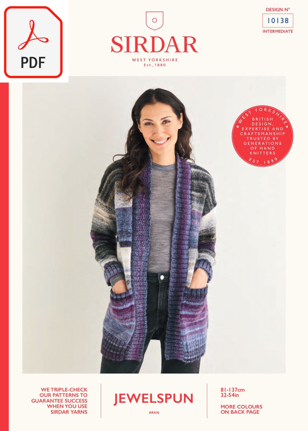 Sirdar 10138 Jewelspun Aran (PDF) Knit in a Box