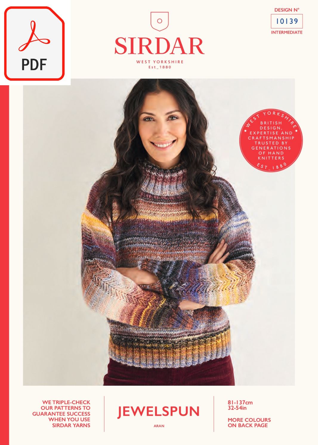 Sirdar 10139 Jewelspun Aran (PDF) Knit in a Box