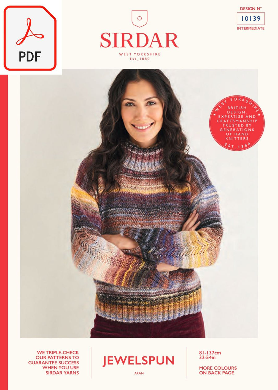 Sirdar 10139 Jewelspun Aran (PDF) Knit in a Box 