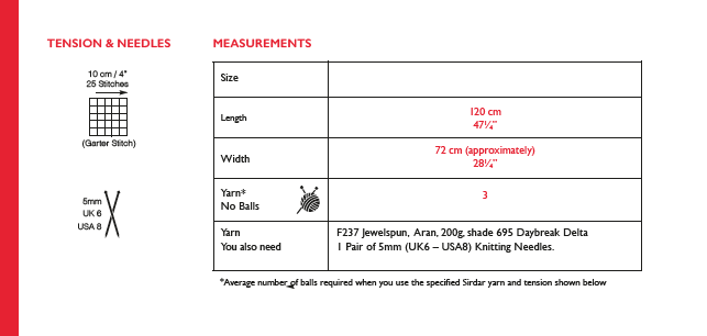 Sirdar 10141 Blanket in Jewelspun Aran (PDF) Knit in a Box