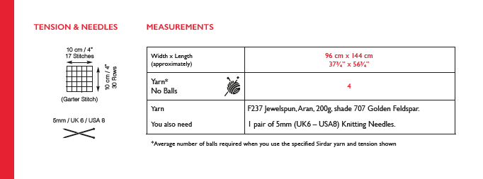 Sirdar 10142 Blanket in Jewelspun Aran (PDF) Knit in a Box