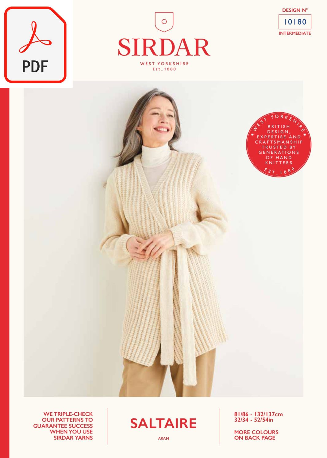 Sirdar 10180 Saltaire Aran (PDF) Knit in a Box