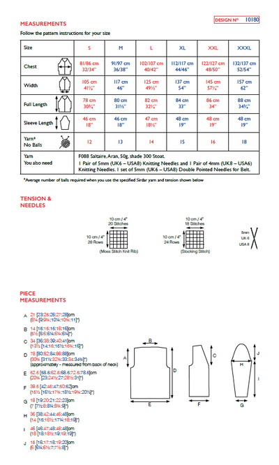 Sirdar 10180 Saltaire Aran (PDF) Knit in a Box