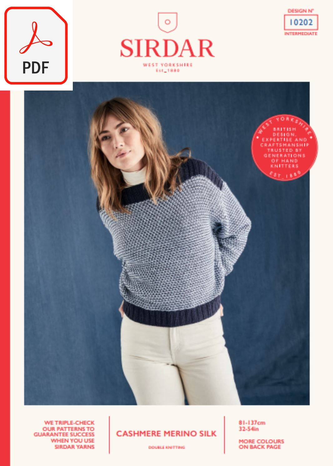 Sirdar 10202 Cashmere Merino Silk DK (PDF) Knit in a Box