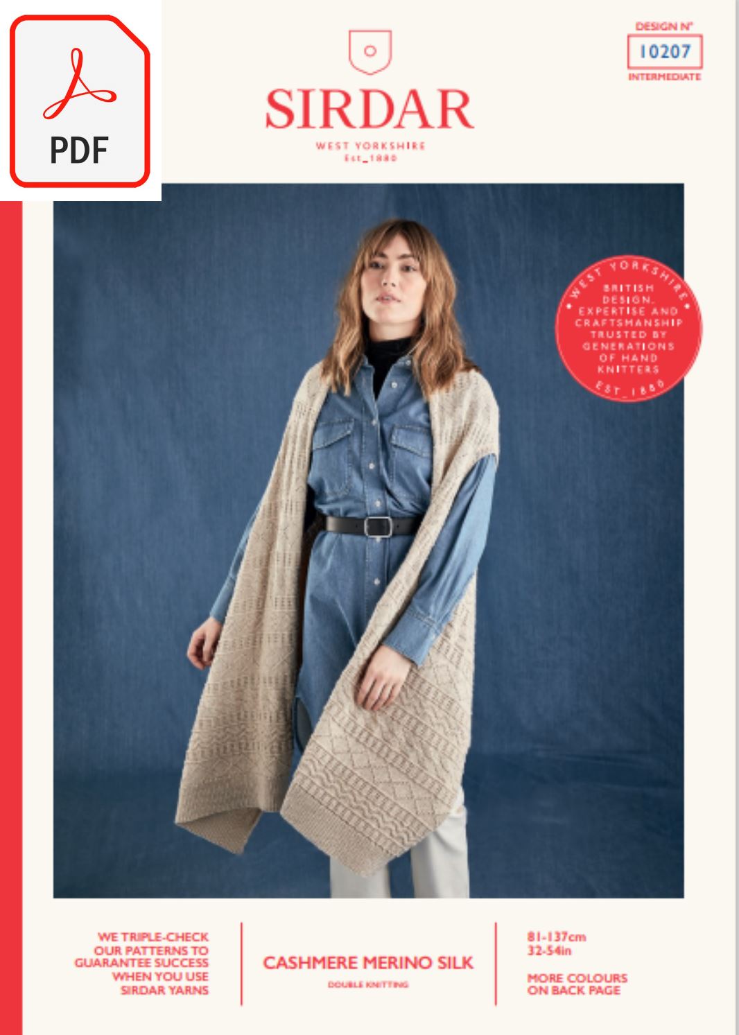 Sirdar 10207 Cashmere Merino Silk DK (PDF) Knit in a Box