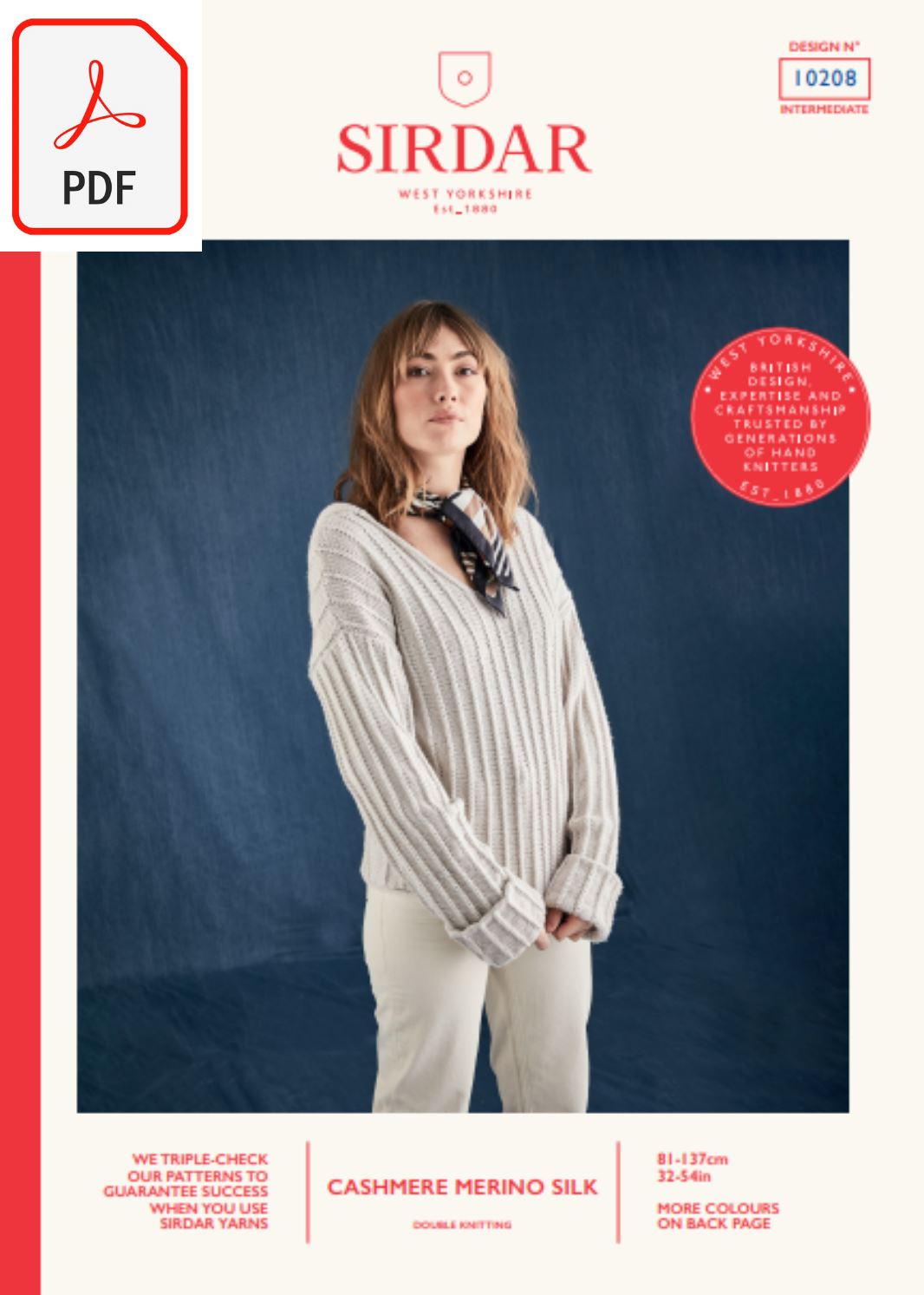 Sirdar 10208 Cashmere Merino Silk DK (PDF) Knit in a Box