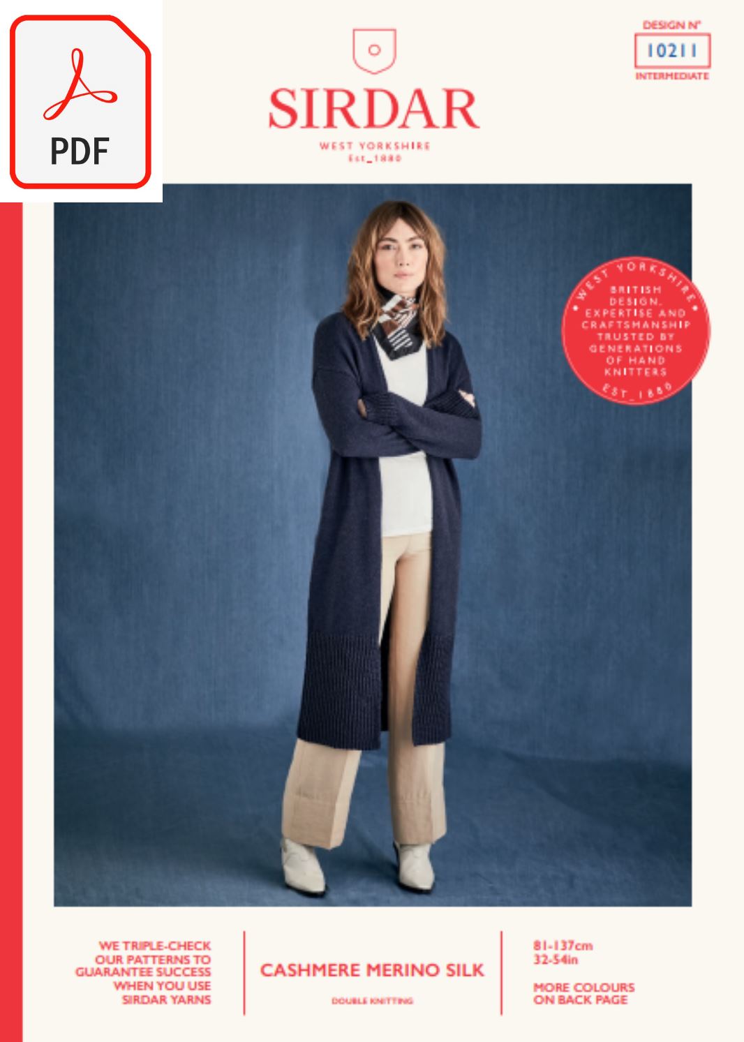 Sirdar 10211 Cashmere Merino Silk DK (PDF) Knit in a Box
