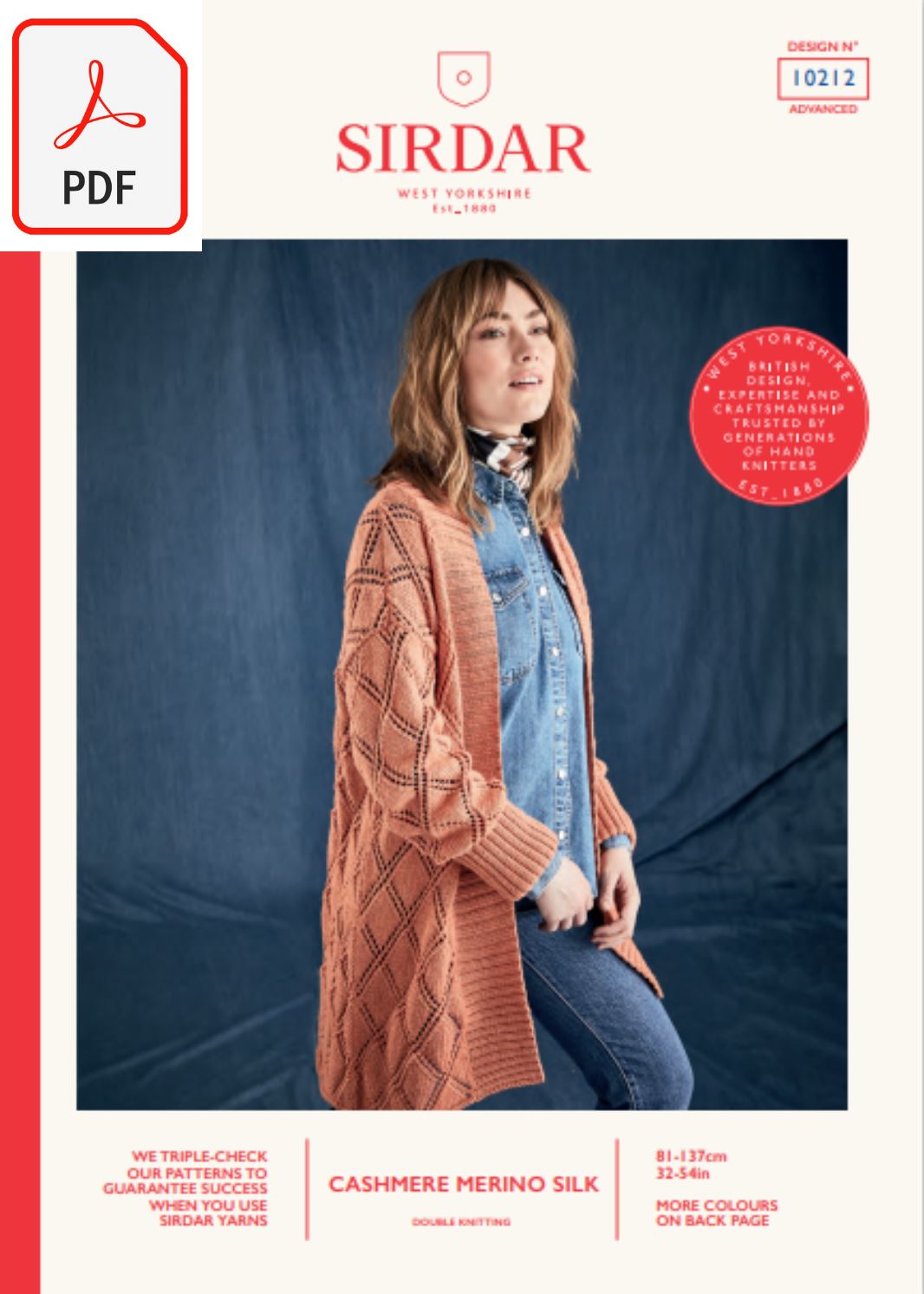Sirdar 10212 Cashmere Merino Silk DK (PDF) Knit in a Box