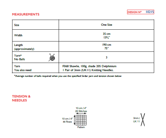 Sirdar 10215 Shawlie (PDF) Knit in a Box