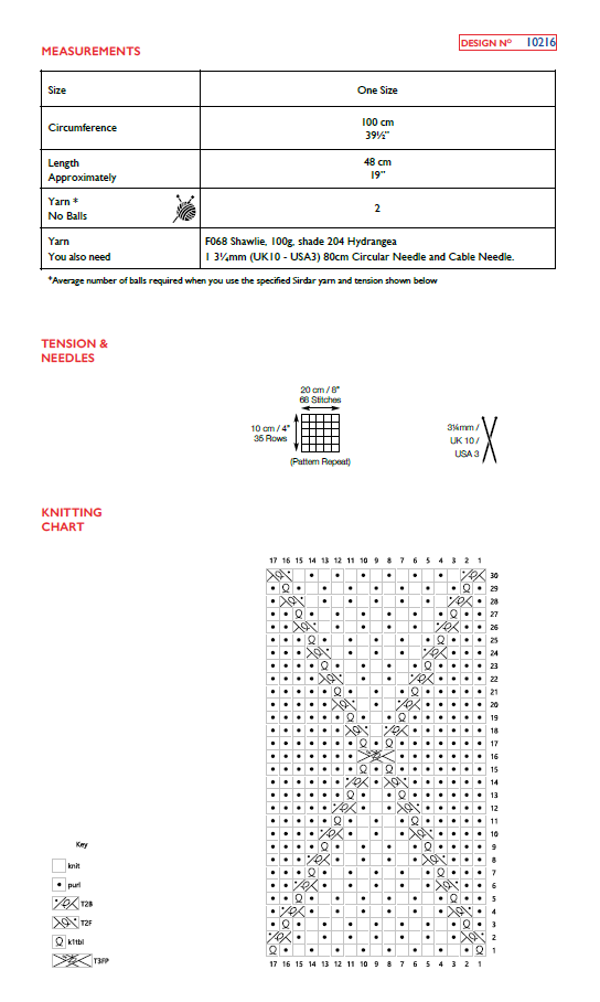 Sirdar 10216 Shawlie (PDF) Knit in a Box