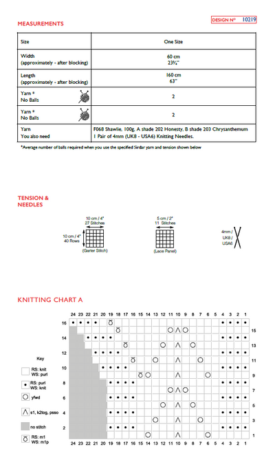 Sirdar 10219 Shawlie (PDF) Knit in a Box