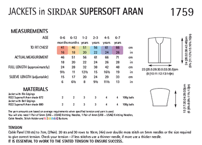 Sirdar 1759 Jacket in Supersoft Aran (PDF) Knit in a Box