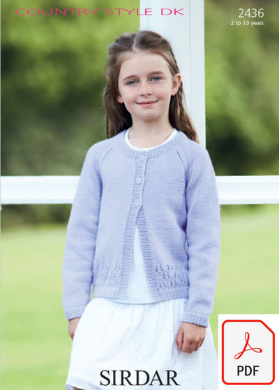 Sirdar 2436 Girl´s Cardigan in Country Style DK (PDF) Knit in a Box