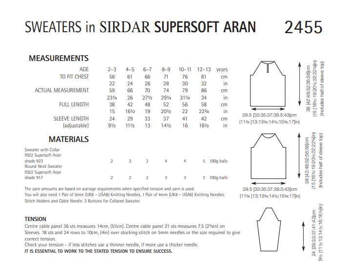 Sirdar 2455 Sweaters in Supersoft Aran (PDF) Knit in a Box