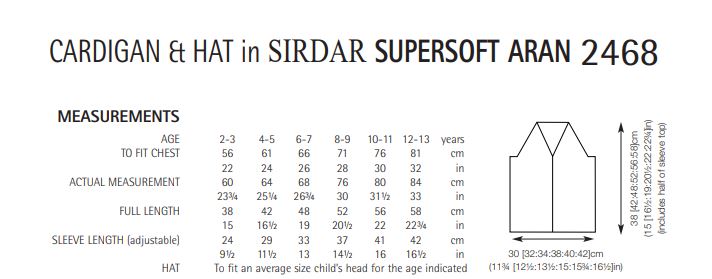 Sirdar 2468 Cardigan and Hat in Supersoft Aran (PDF) Knit in a Box