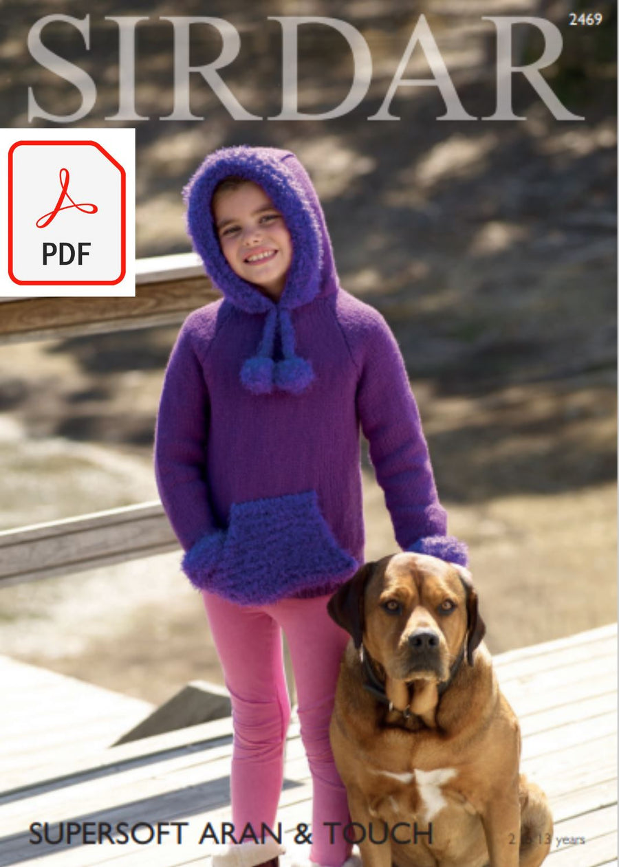 Sirdar 2469 Hooded Sweater in Supersoft Aran and Touch (PDF) Knit in a Box 