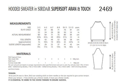 Sirdar 2469 Hooded Sweater in Supersoft Aran and Touch (PDF) Knit in a Box