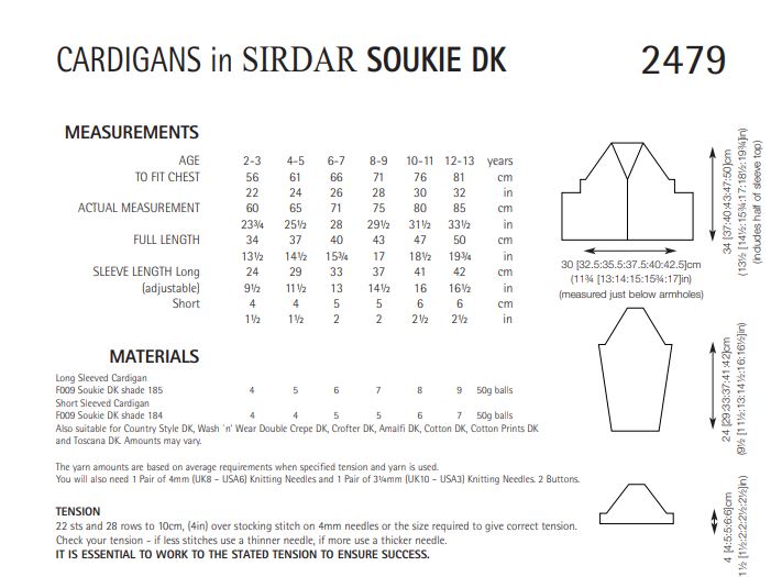 Sirdar 2479 Cardigan in Soukie DK (PDF) Knit in a Box